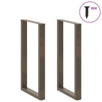 Produktbild för Barbordsben U-formade 2 st naturstål 60x(100-101) cm stål