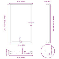 Produktbild för Barbordsben U-formade 2 st naturstål 60x(100-101) cm stål