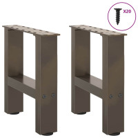 Produktbild för Soffbordsben naturstål 2 st 40x(30-31) cm stål