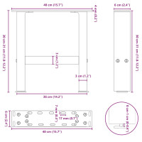 Produktbild för Soffbordsben naturstål 2 st 40x(30-31) cm stål