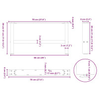 Produktbild för Soffbordsben naturstål 2 st 70x(30-31) cm stål