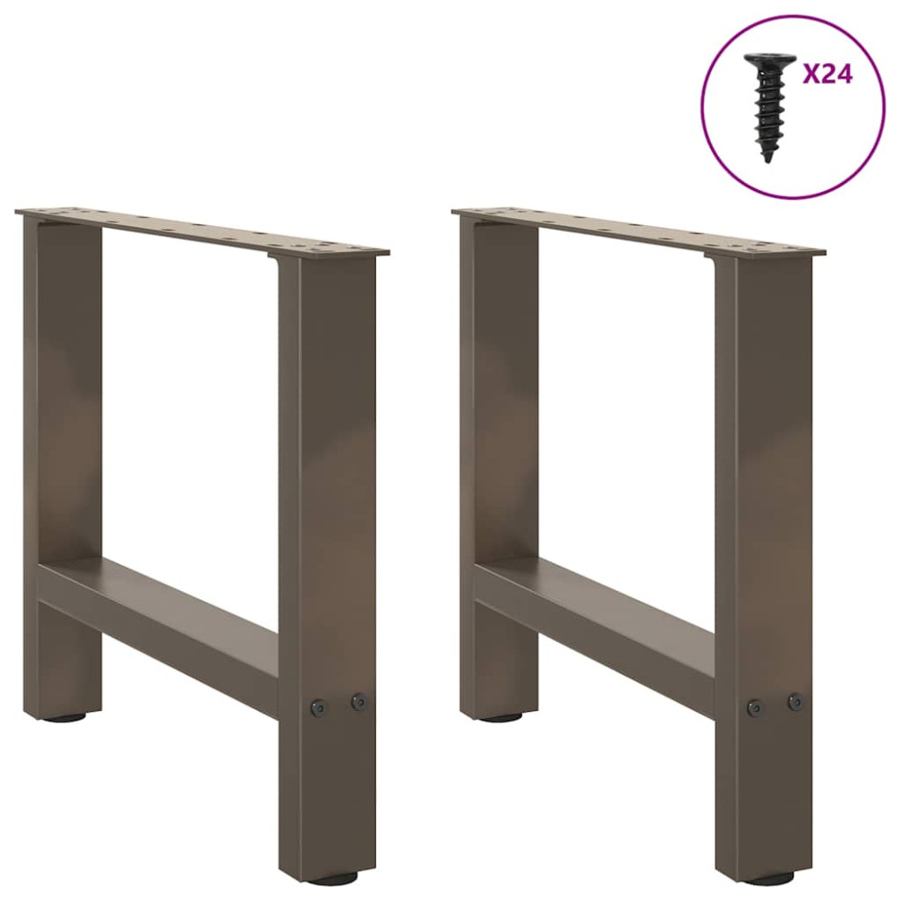 Produktbild för Soffbordsben naturstål 2 st 60x(42-43) cm stål