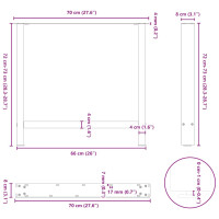 Produktbild för Matbordsben naturstål 2 st 70x(72-73) cm stål