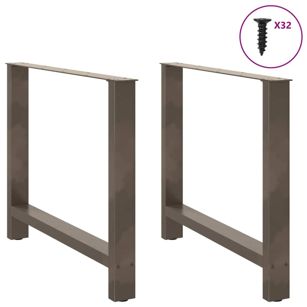 Produktbild för Matbordsben naturstål 2 st 90x(72-73) cm stål