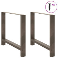 Produktbild för Matbordsben naturstål 2 st 90x(72-73) cm stål