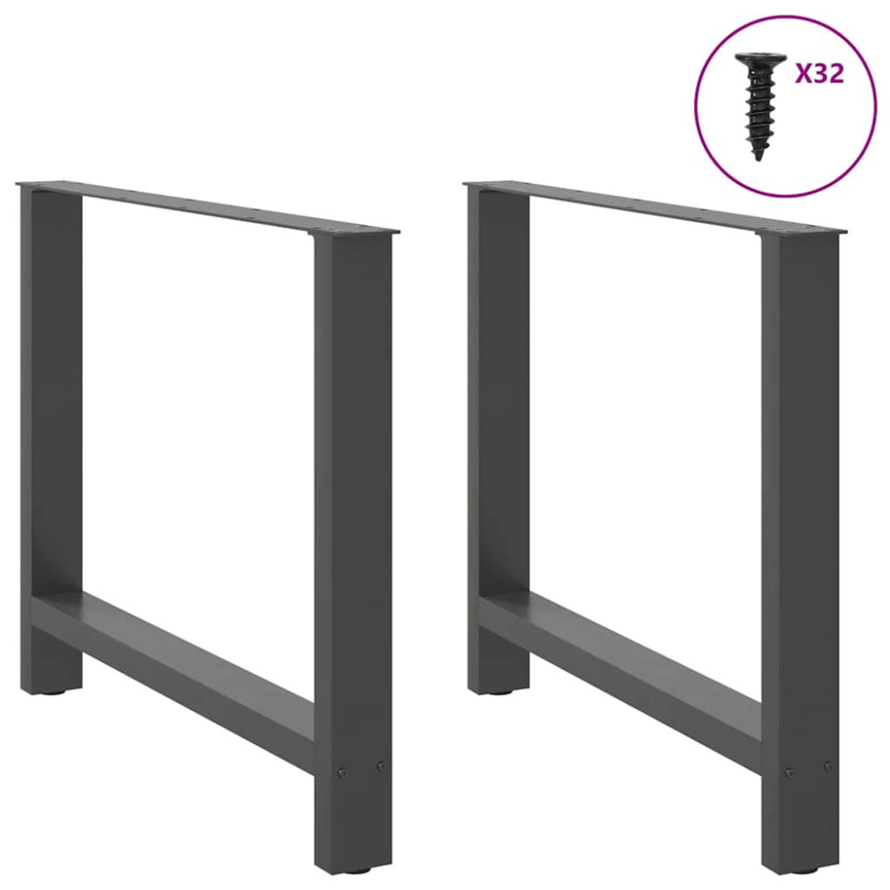 Produktbild för Matbordsben antracit 2 st 100x(72-73) cm stål