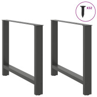 Produktbild för Matbordsben antracit 2 st 100x(72-73) cm stål