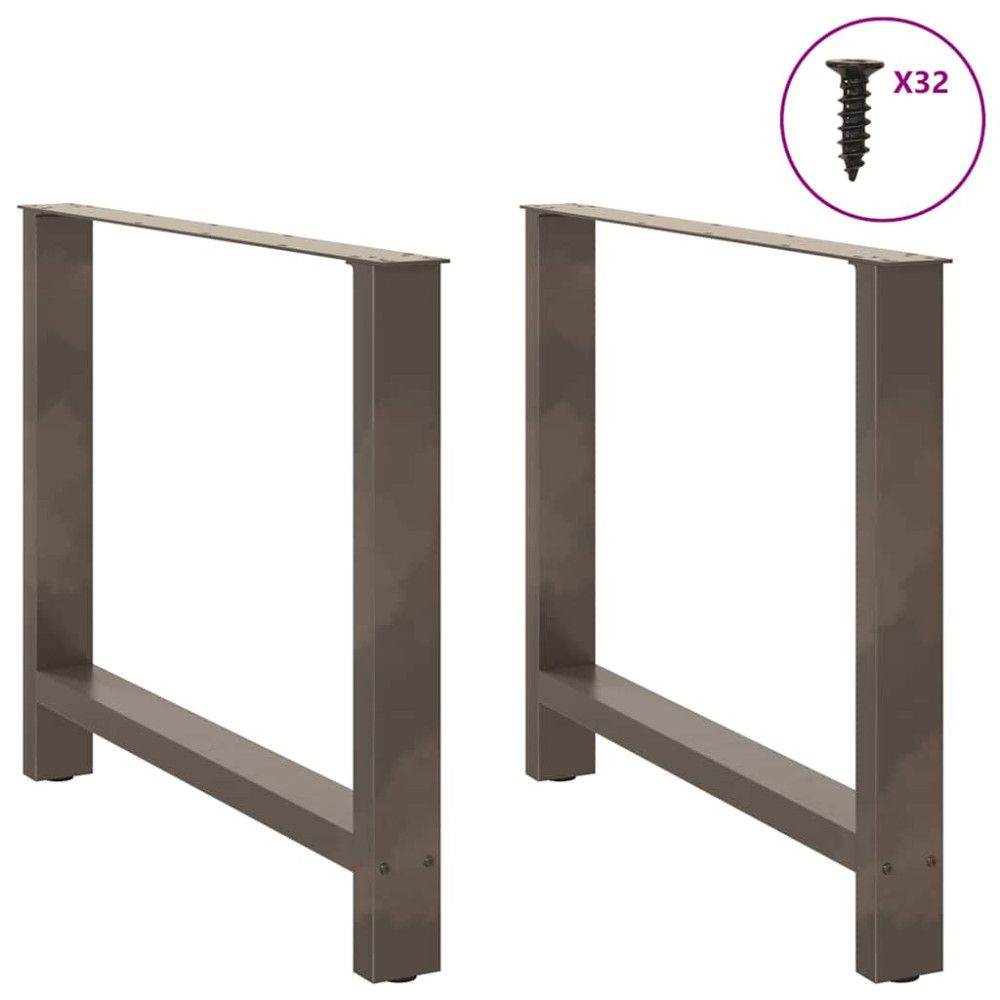 Produktbild för Matbordsben naturstål 2 st 100x(72-73) cm stål