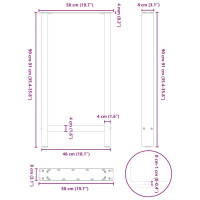 Produktbild för Barbordsben naturstål 2 st 50x(90-91) cm stål