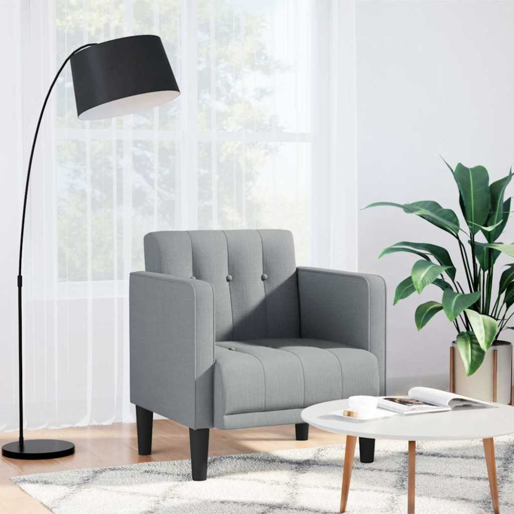 Produktbild för Soffstol med armstöd ljusgrå 53 cm tyg