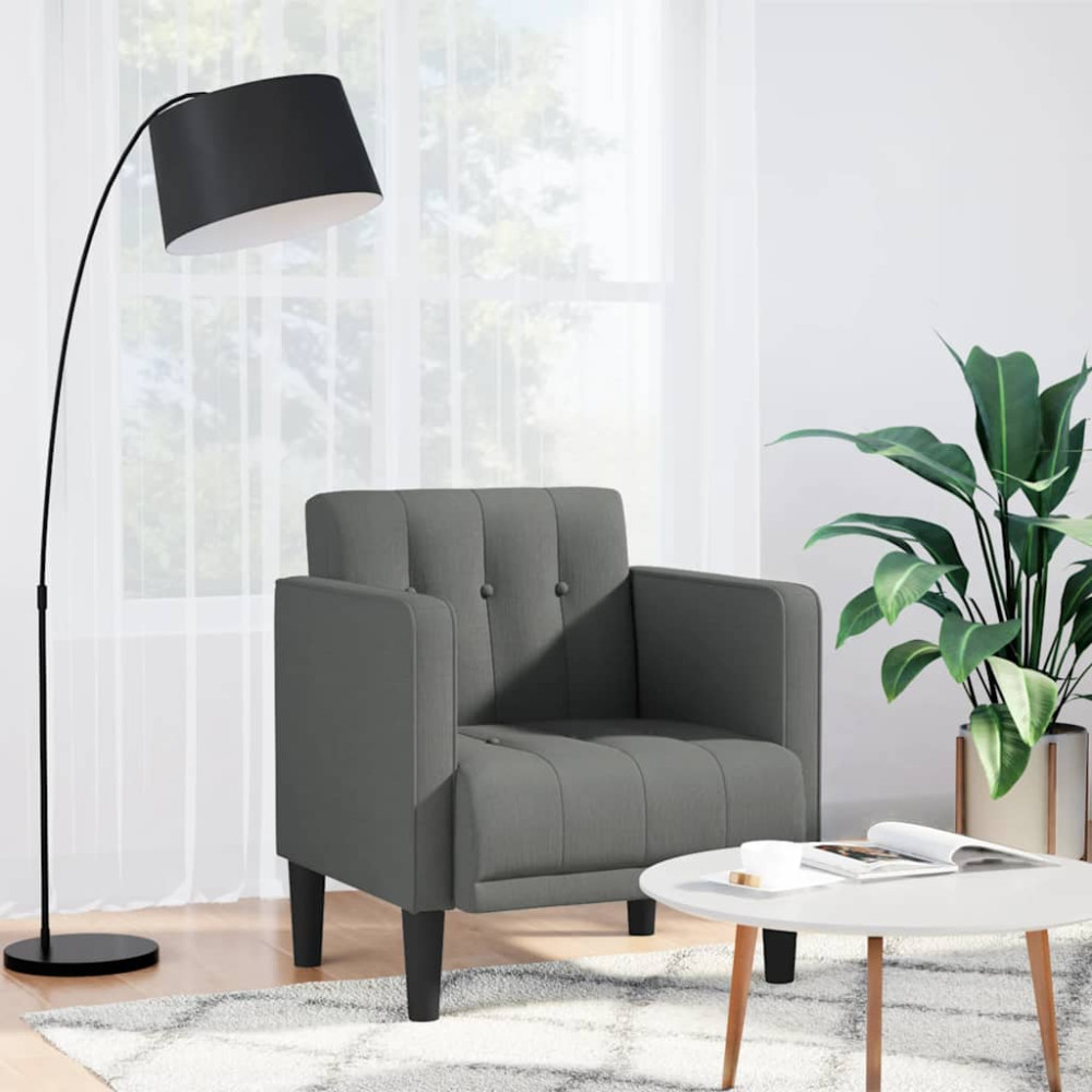 Produktbild för Soffstol med armstöd mörkgrå 53 cm tyg