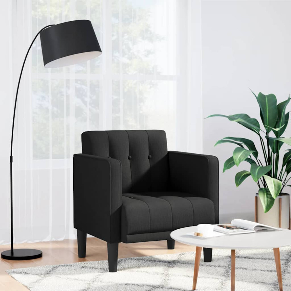 Produktbild för Soffstol med armstöd svart 53 cm tyg