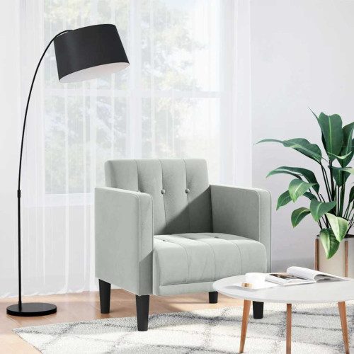 vidaXL Soffstol med armstöd ljusgrå 53 cm sammet