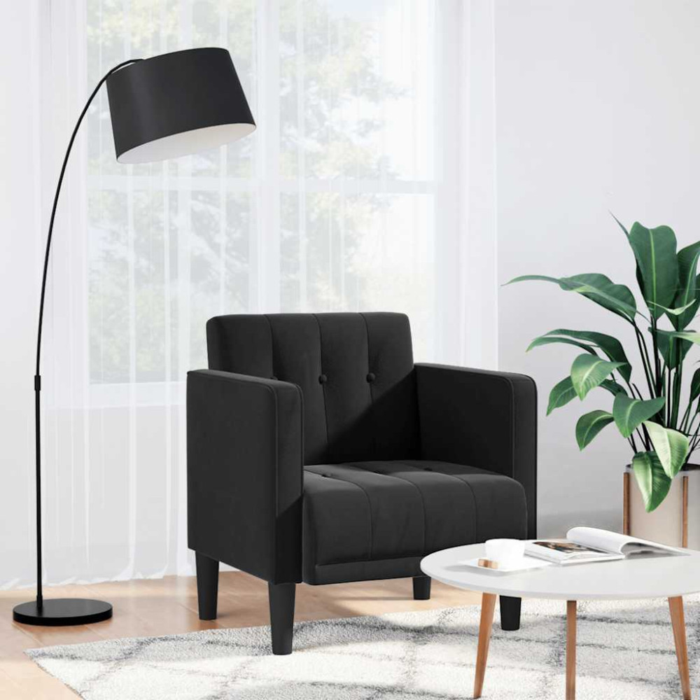 Produktbild för Soffstol med armstöd svart 53 cm sammet