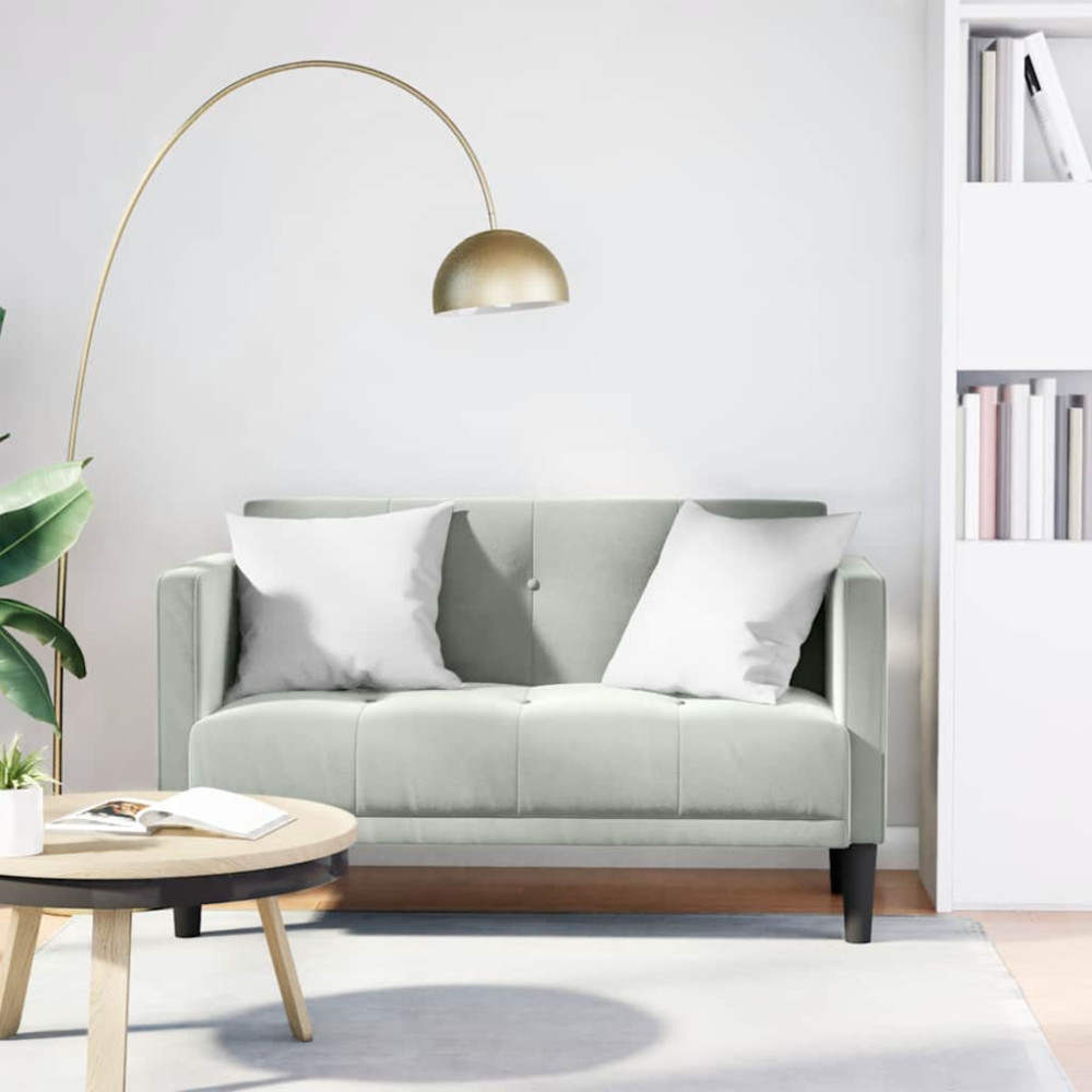 Produktbild för Loveseat soffa ljusgrå 111 cm sammet