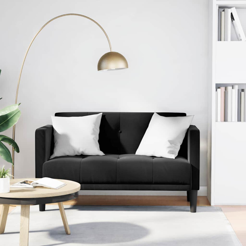 Produktbild för Loveseat soffa svart 111 cm sammet