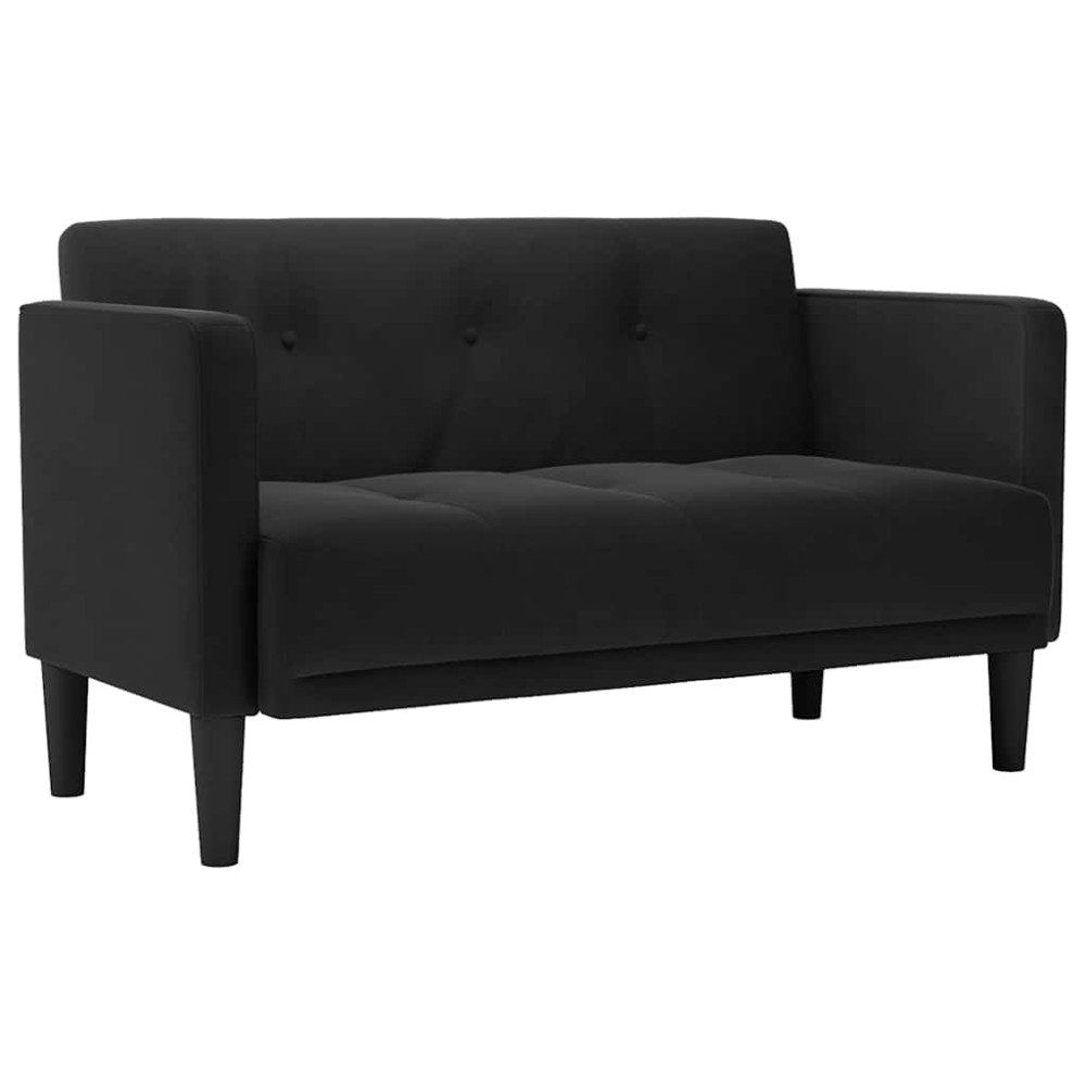 Produktbild för Loveseat soffa svart 111 cm sammet