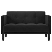 Produktbild för Loveseat soffa svart 111 cm sammet