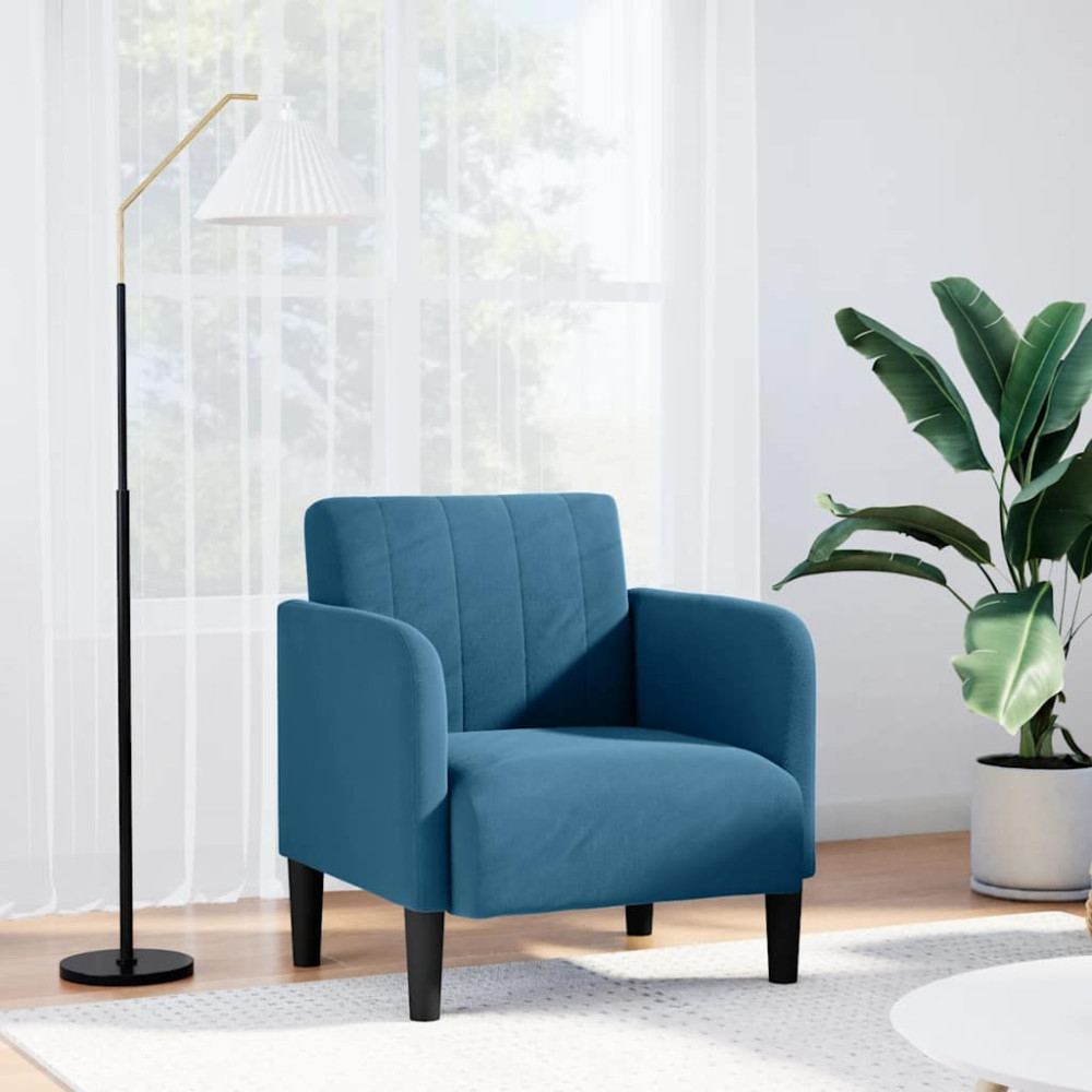 Produktbild för Soffstol med armstöd blå 54 cm sammet