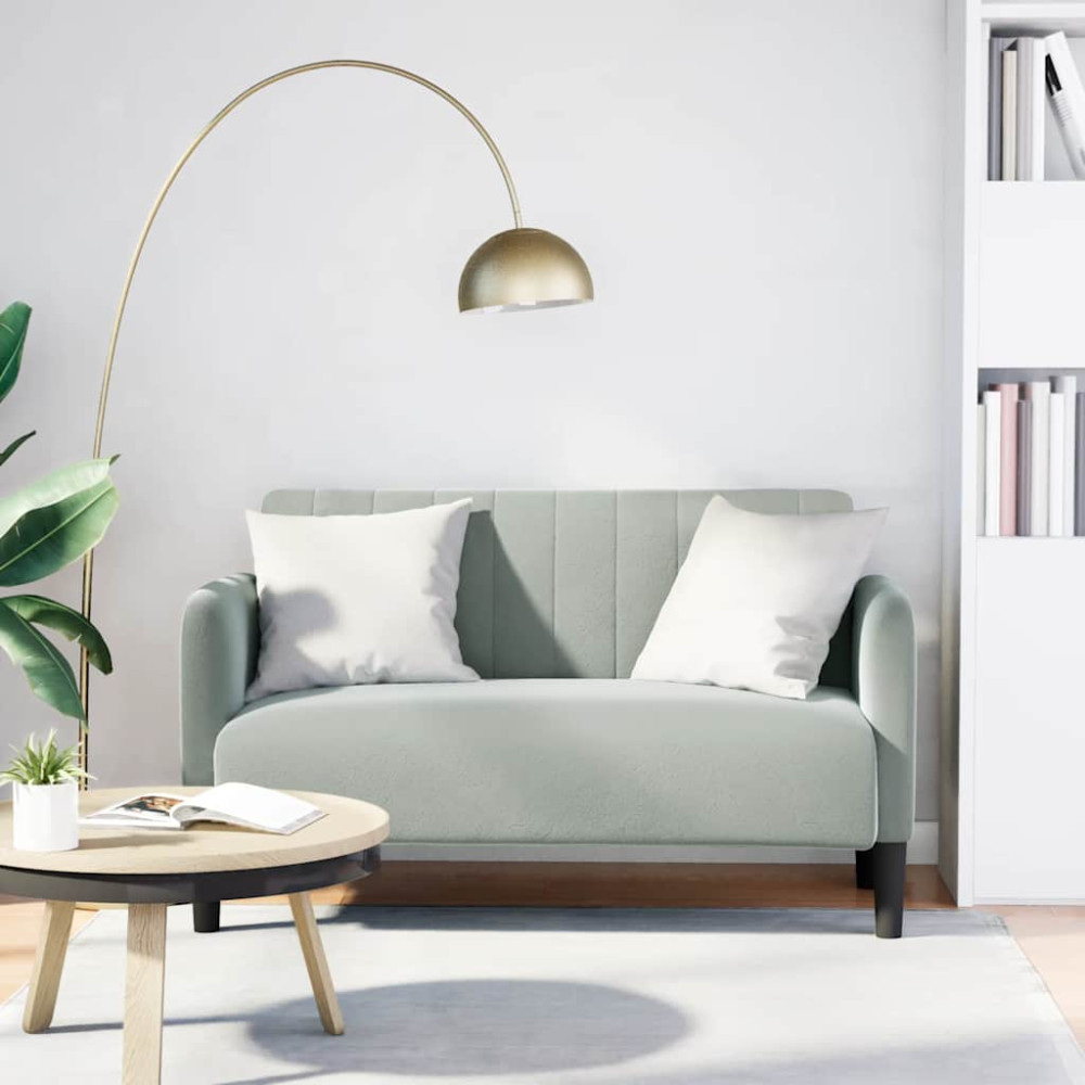 Produktbild för Loveseat soffa ljusgrå 109 cm sammet