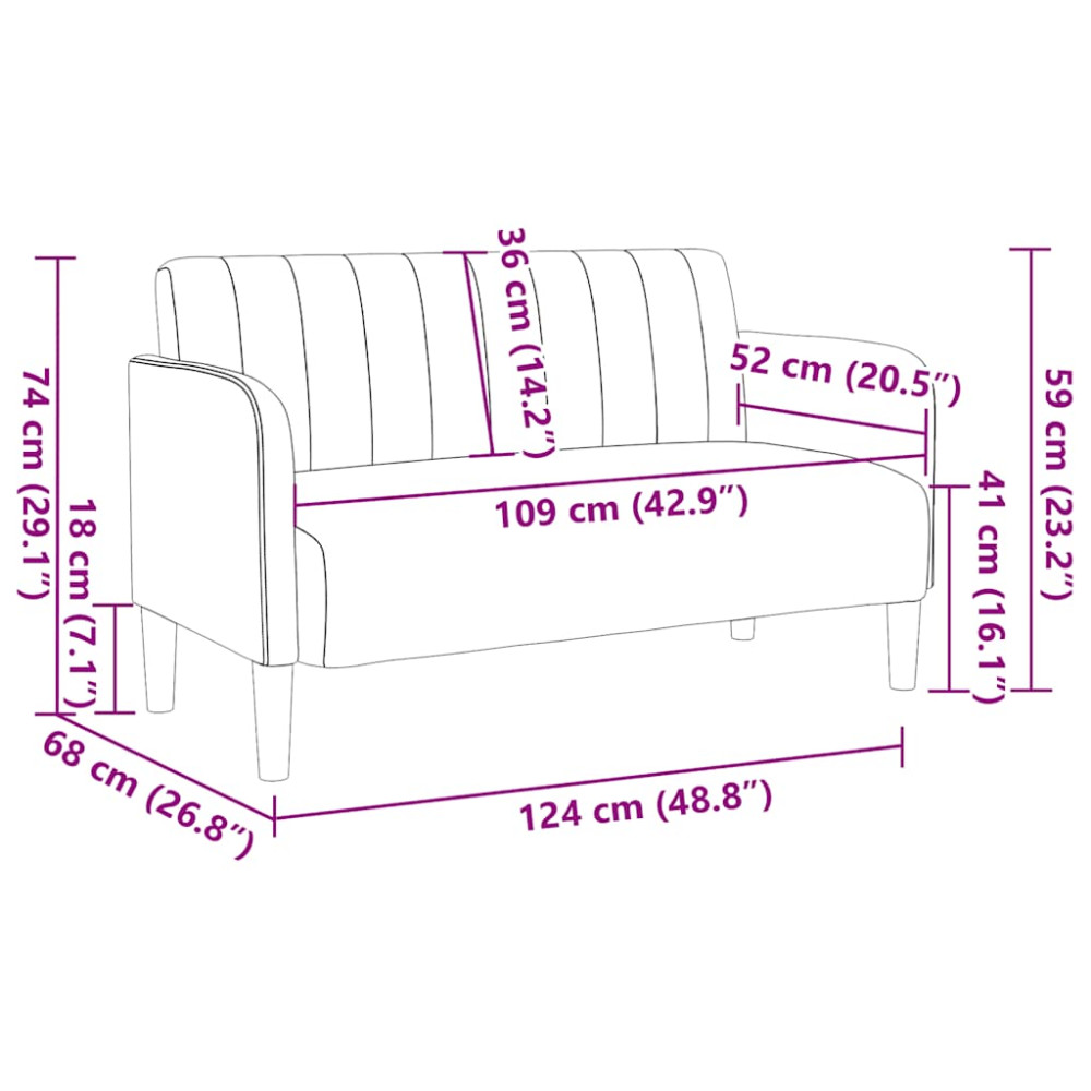 Produktbild för Loveseat soffa ljusgrå 109 cm sammet