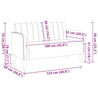 Produktbild för Loveseat soffa ljusgrå 109 cm sammet