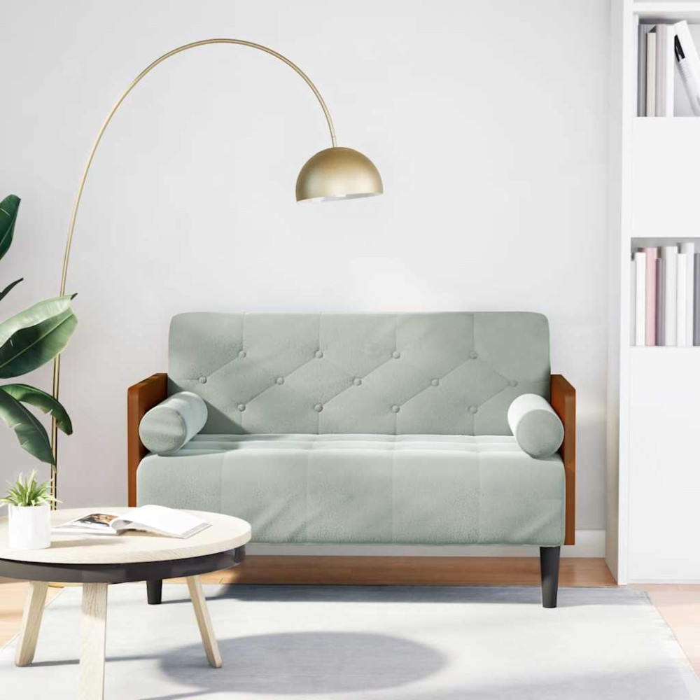 Produktbild för Loveseat soffa med bolsterdynor ljusgrå 110 cm sammet