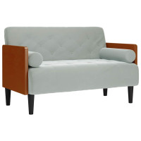 Produktbild för Loveseat soffa med bolsterdynor ljusgrå 110 cm sammet