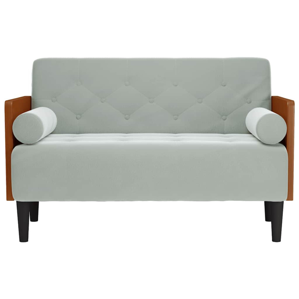 Produktbild för Loveseat soffa med bolsterdynor ljusgrå 110 cm sammet