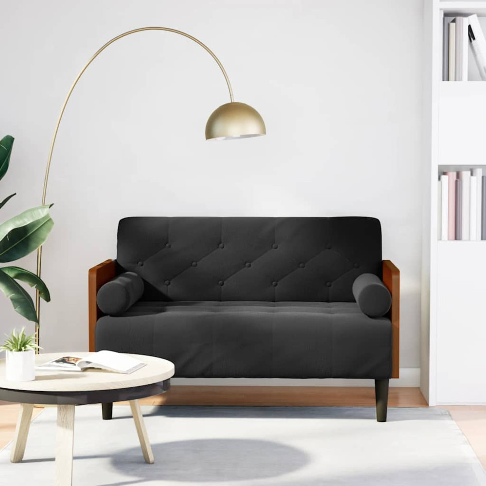 Produktbild för Loveseat soffa med dynor svart 110 cm sammet