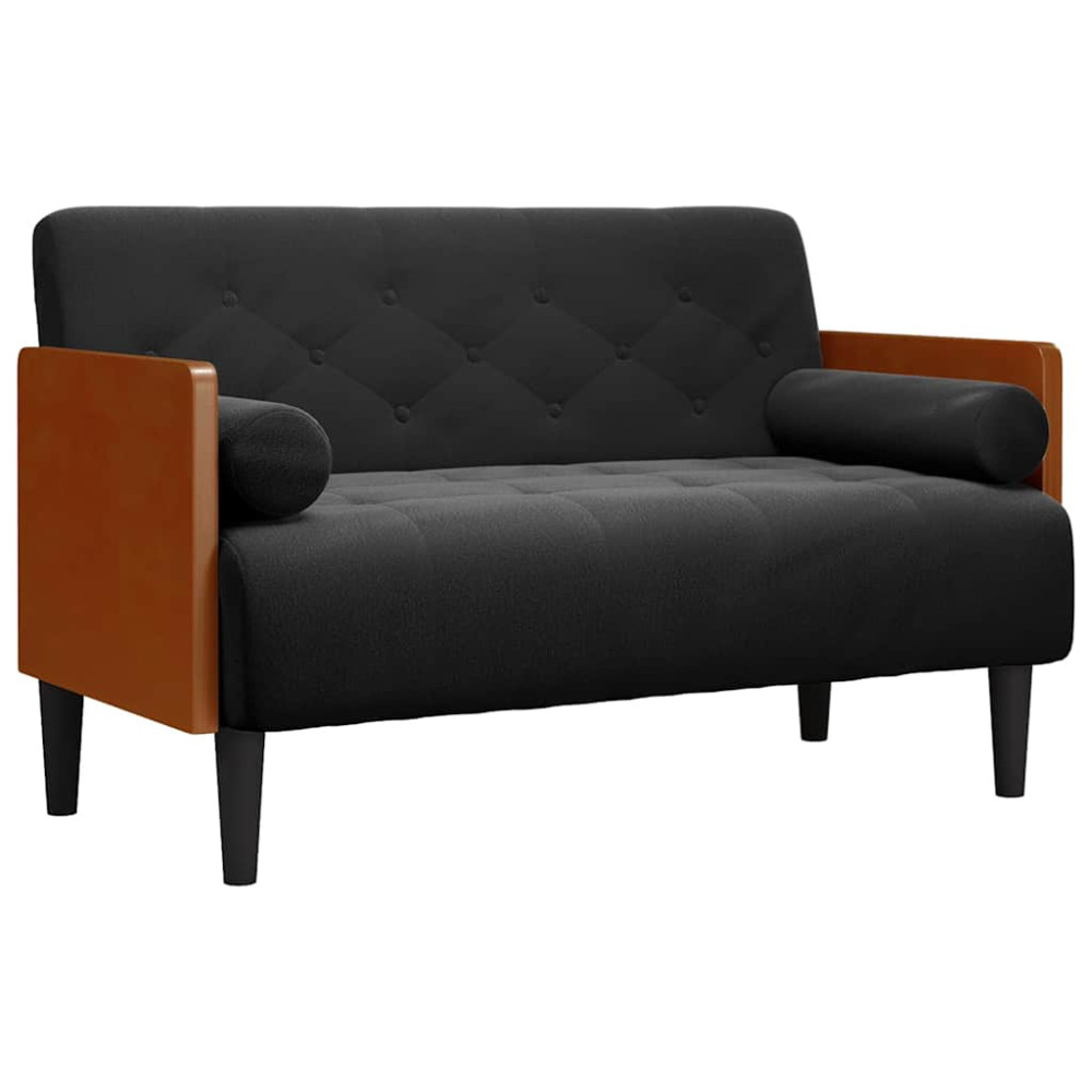 Produktbild för Loveseat soffa med dynor svart 110 cm sammet