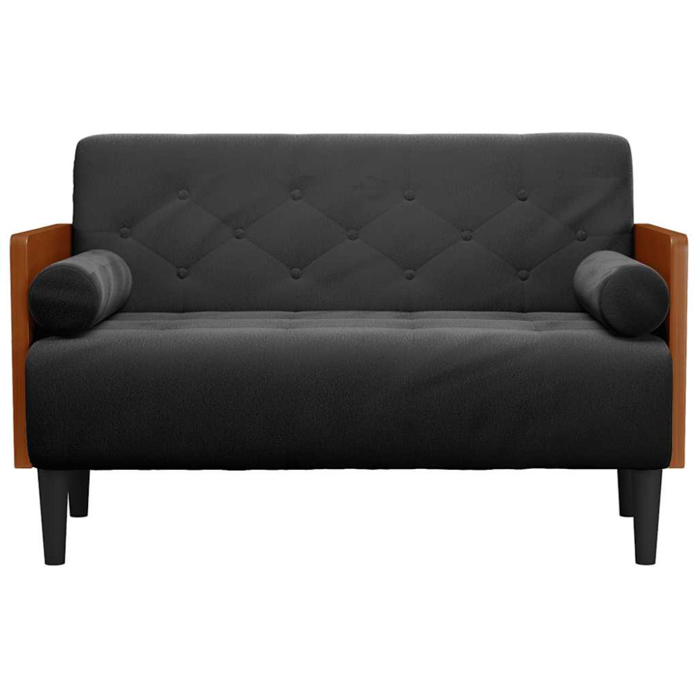 Produktbild för Loveseat soffa med dynor svart 110 cm sammet