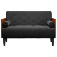 Produktbild för Loveseat soffa med dynor svart 110 cm sammet