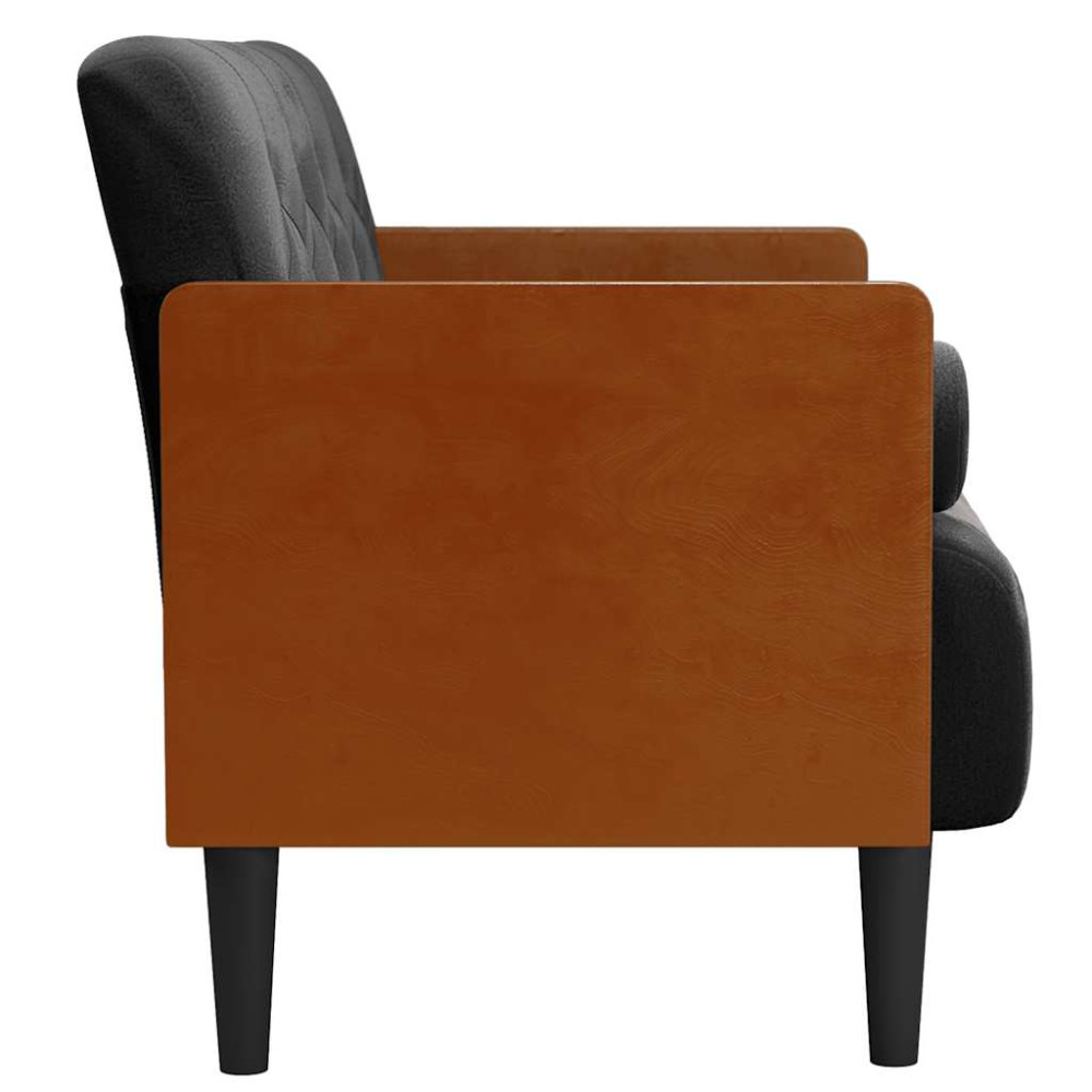 Produktbild för Loveseat soffa med dynor svart 110 cm sammet