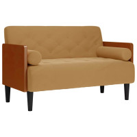 Produktbild för Loveseat soffa med dynor brun 110 cm sammet