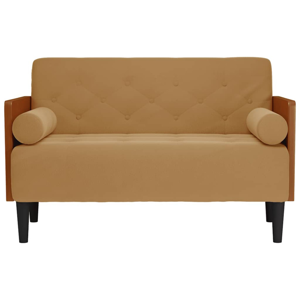 Produktbild för Loveseat soffa med dynor brun 110 cm sammet