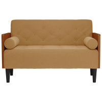 Produktbild för Loveseat soffa med dynor brun 110 cm sammet