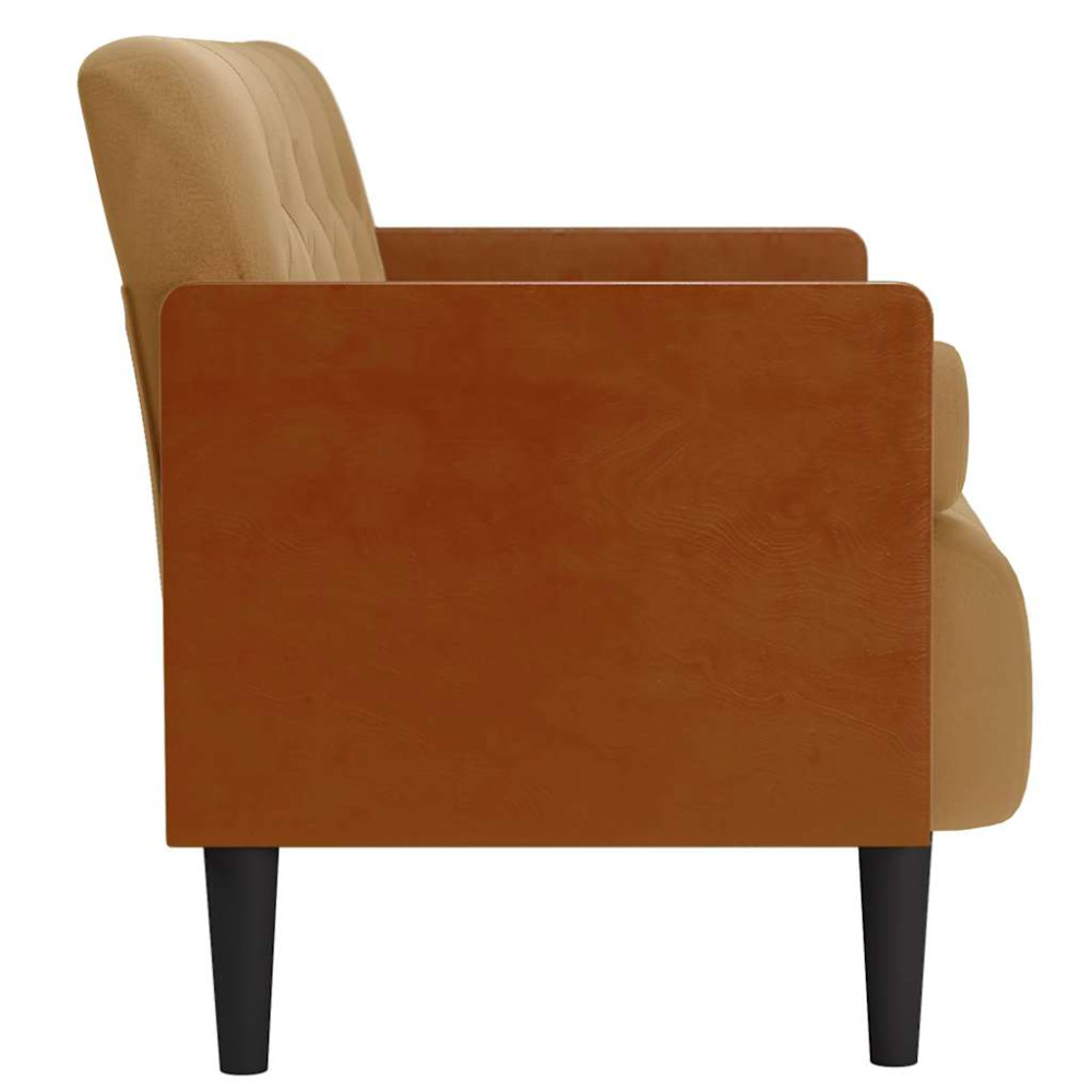 Produktbild för Loveseat soffa med dynor brun 110 cm sammet