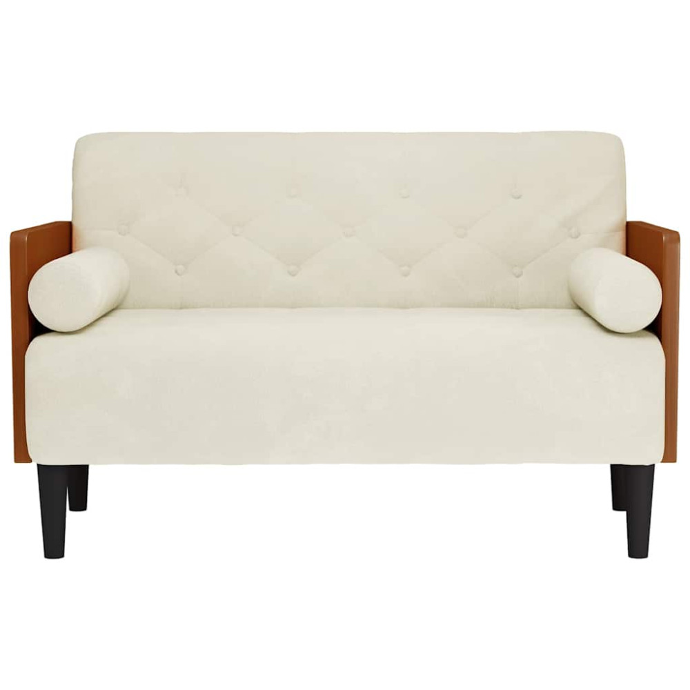 Produktbild för Loveseat soffa med dynor gräddvit 110 cm sammet