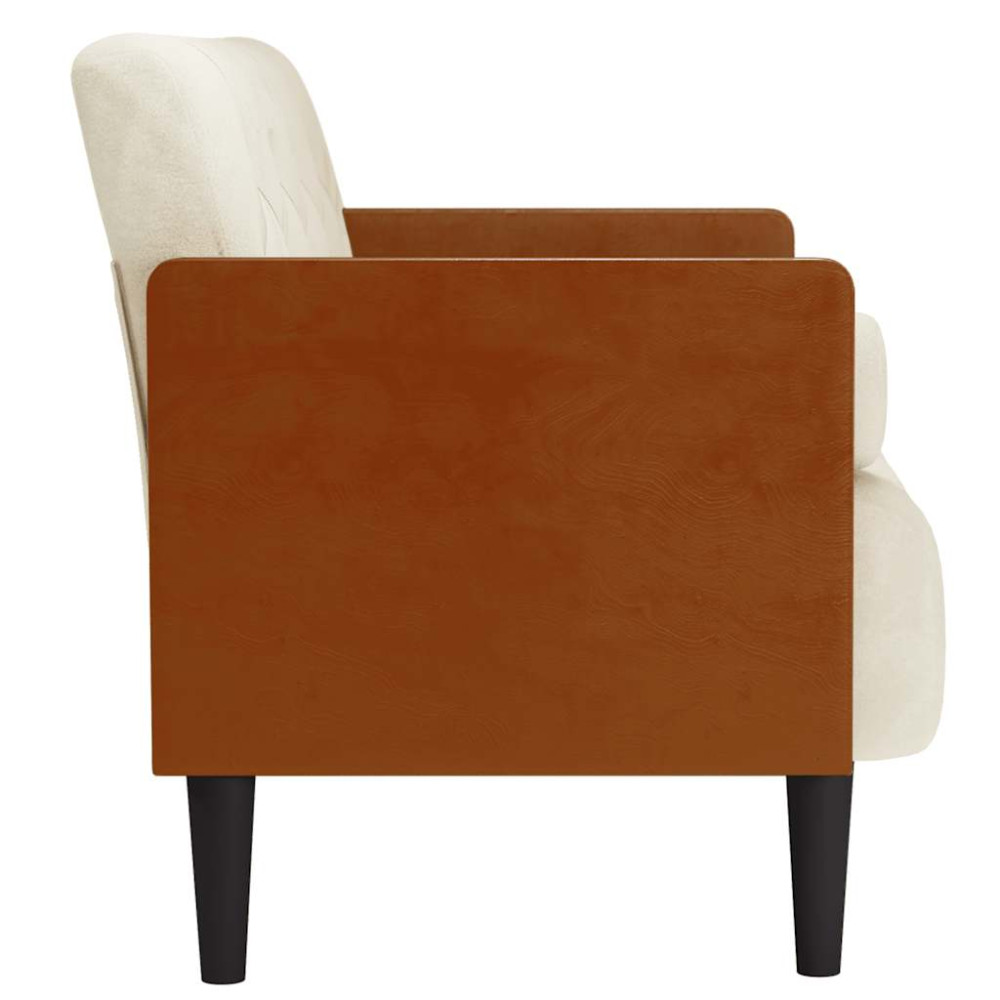 Produktbild för Loveseat soffa med dynor gräddvit 110 cm sammet