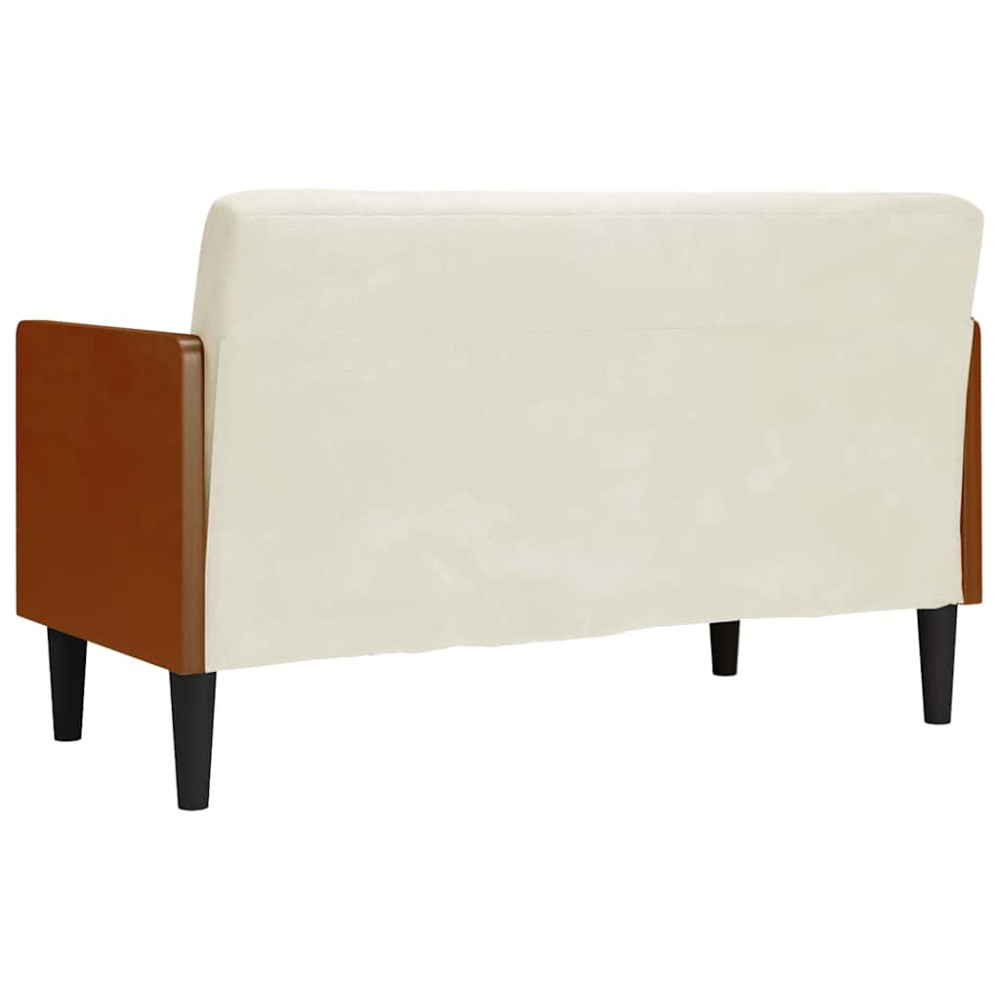 Produktbild för Loveseat soffa med dynor gräddvit 110 cm sammet