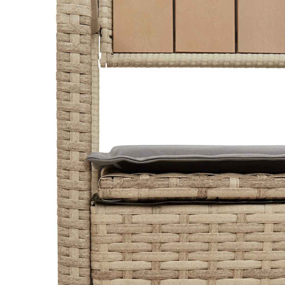 Produktbild för Förvaringsbänk för trädgård med dyna beige konstrotting
