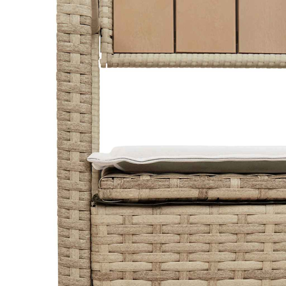 Produktbild för Förvaringsbänk för trädgård med dyna beige konstrotting