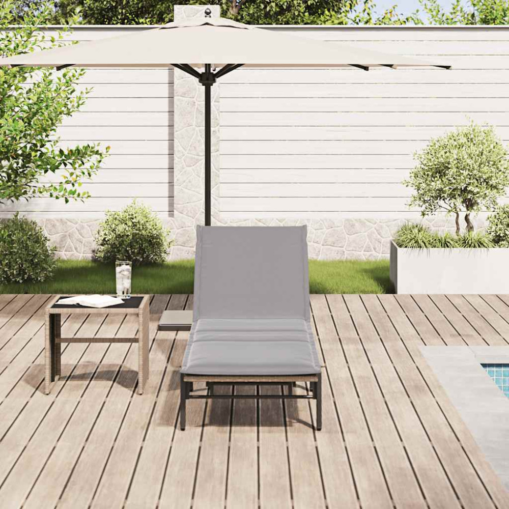 Produktbild för Solsäng med dyna beige konstrotting
