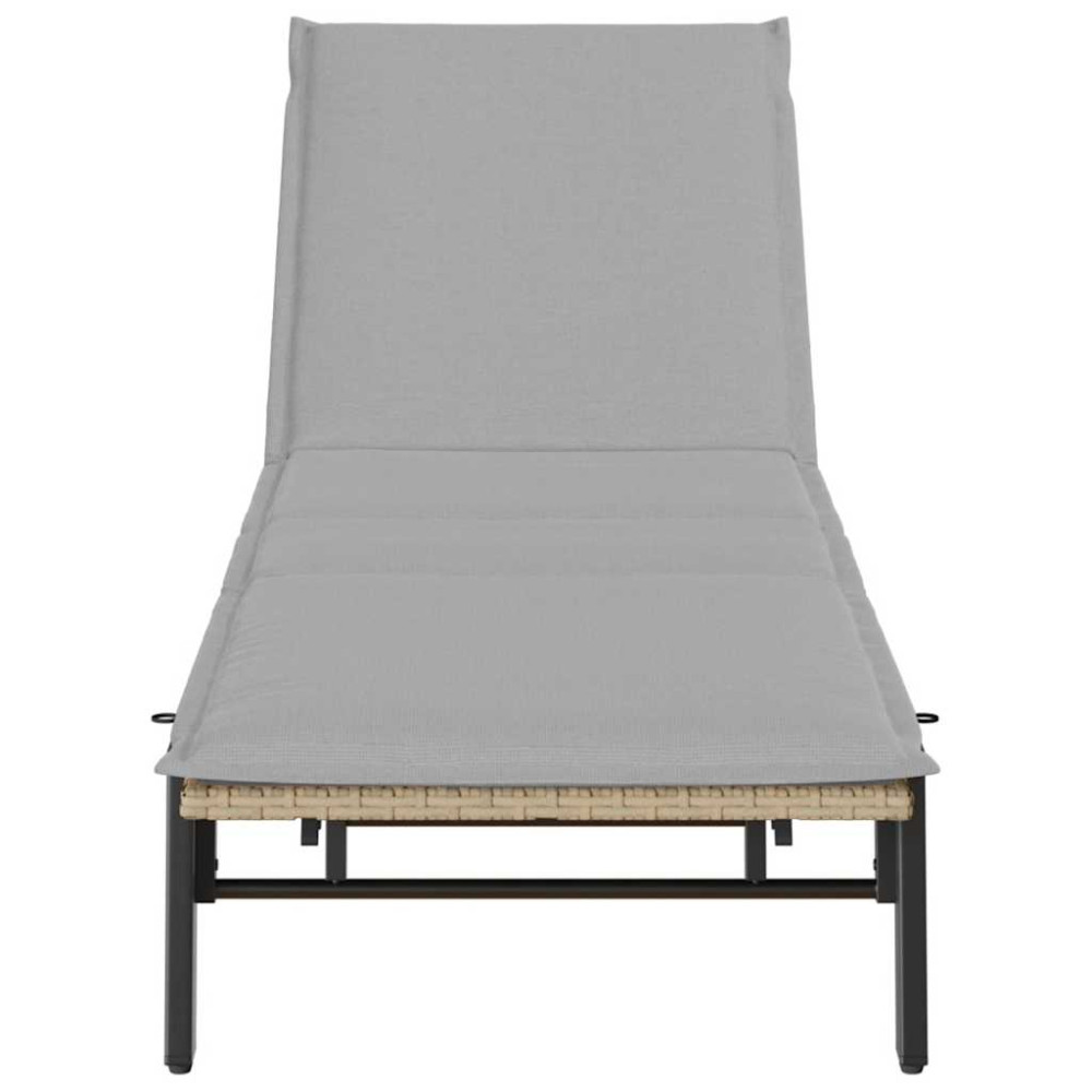 Produktbild för Solsäng med dyna beige konstrotting