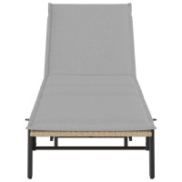 Produktbild för Solsäng med dyna beige konstrotting