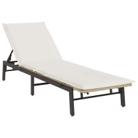 Produktbild för Solsäng med dyna beige konstrotting