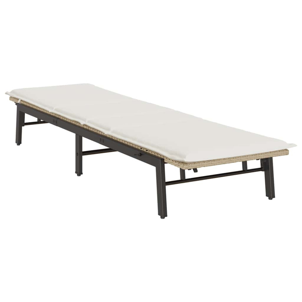 Produktbild för Solsäng med dyna beige konstrotting