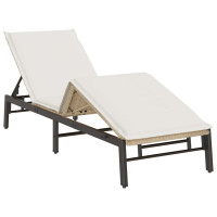 Produktbild för Solsäng med dyna beige konstrotting