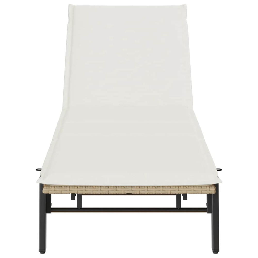 Produktbild för Solsäng med dyna beige konstrotting